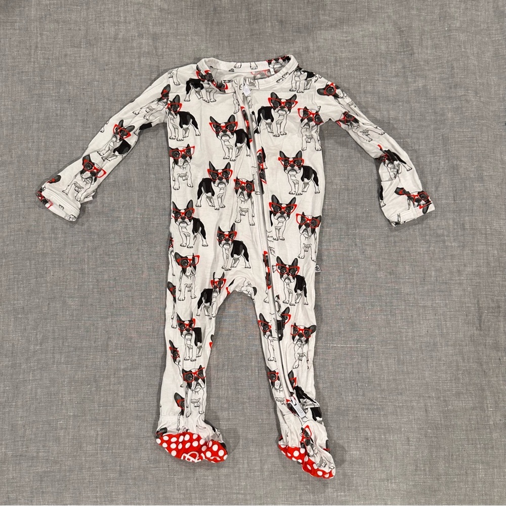 Bums & Roses 3-6M Zipper Footie Romper PJs